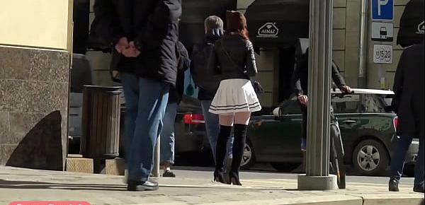  Look under my skirt. Jeny Smith spinning in a miniskirt in public